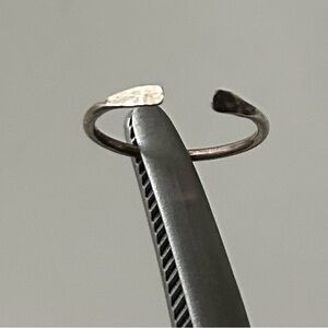 Open-Front Hammered Silver Stacking Ring